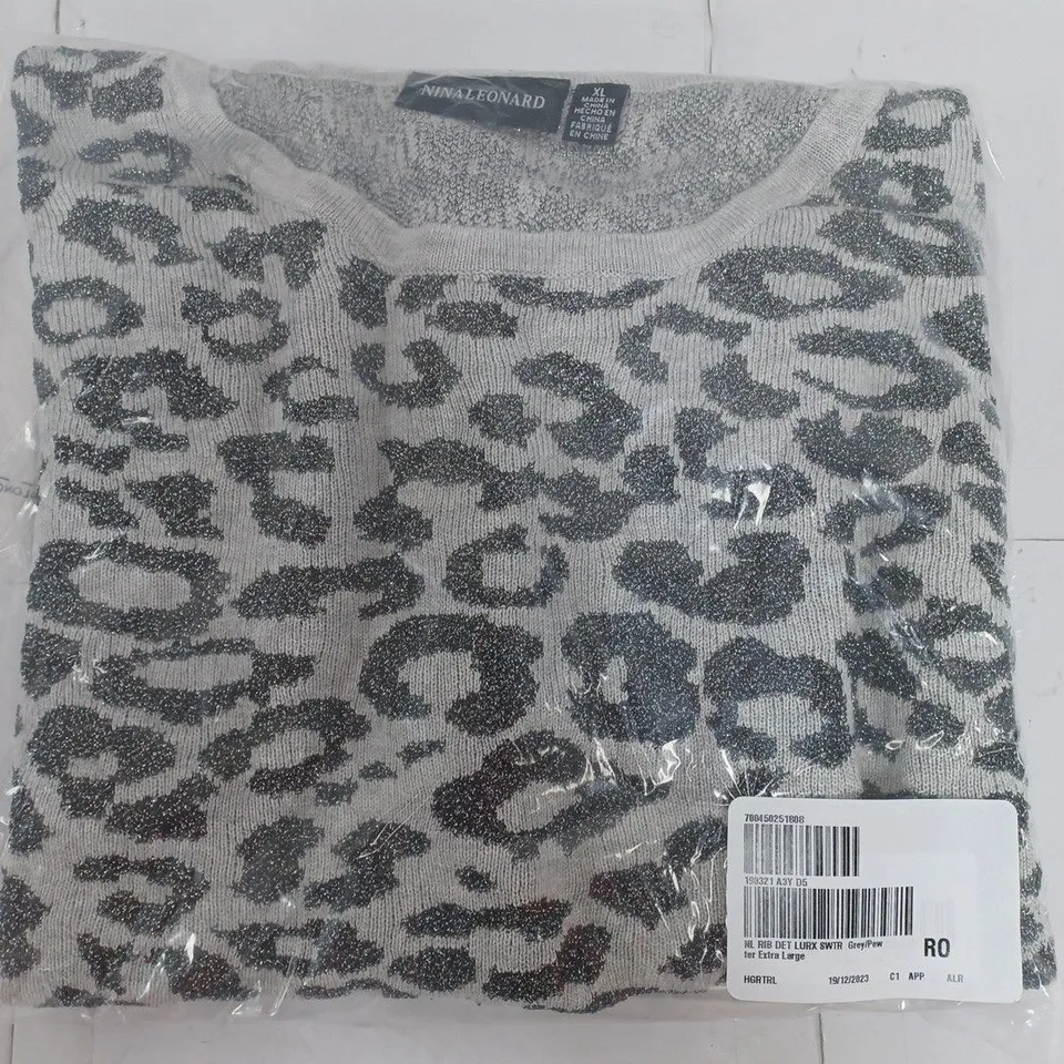 NINA LEONARD RIBBED DETAIL SWEATER IN GREY/PEWTER - XL