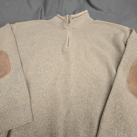 PAUL & SHARK BEIGE KNITTED QUARTER ZIP - 3XL