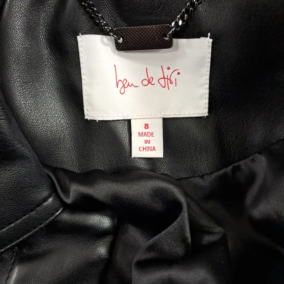 WOMEN'S BLACK FAUX LEATHER JACKET, SIZE 8 – MADE IN CHINA 