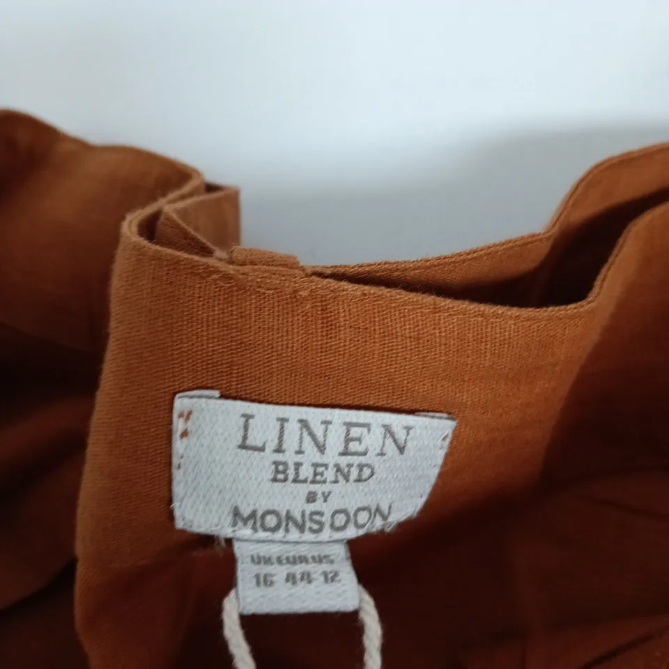 MONSOON LINEN BLEND RUST/ORANGE GARMENT – UK SIZE 16