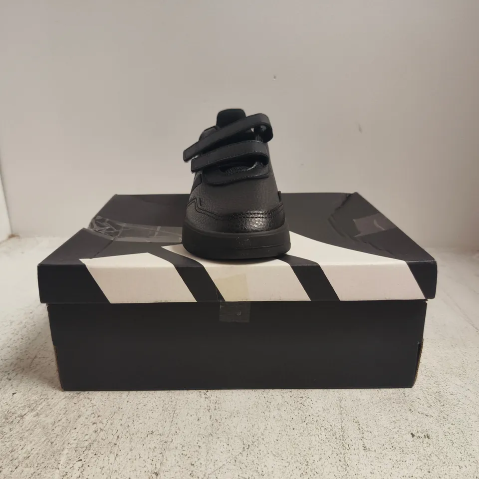 BOXED PAIR OF ADIDAS TENSAUR SPORT 3.0 TRAINERS IN BLACK SIZE UK 2