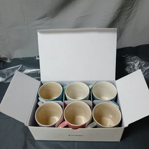 LE CREUSET STONEWARE 6 MUGS SET – 350ML – ASSORTED PASTEL COLOURS (BOXED)