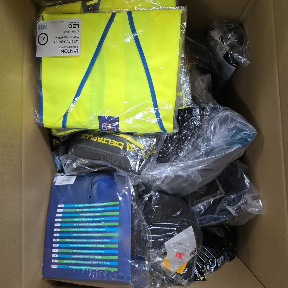 APPROXIMATELY 20 ASSORTED WORKWEAR PRODUCTS TO INCLUDE VESTS, HELMETS, GLOVES ETC