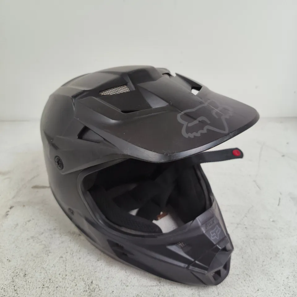 FOX RACING MOTOCROSS HELMET – FULL-FACE, MATTE GREY/BLACK - L