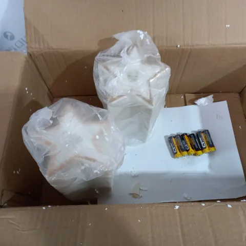 BOXED SET OF 3 PRE-LIT WHITE STAR CANDLES 