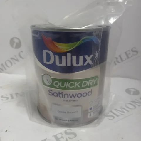 BOXED SEALED DULUX QUICK DRY SATINWOOD MID SHEEN - 750ML - GOOSE DOWN