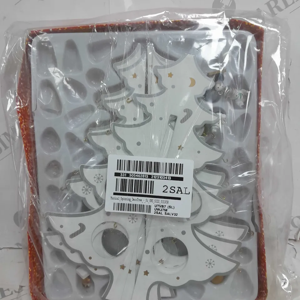 BOXED THREE KINGS MUSICAL ROTATING DÉCO CHRISTMAS TREE - SILVER/WHITE RRP £24.99