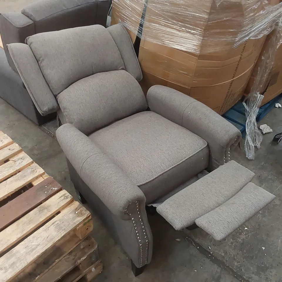 DESIGNER FABRIC UPHOLSTERED PUSH BACK RECLINING ARMCHAIR 