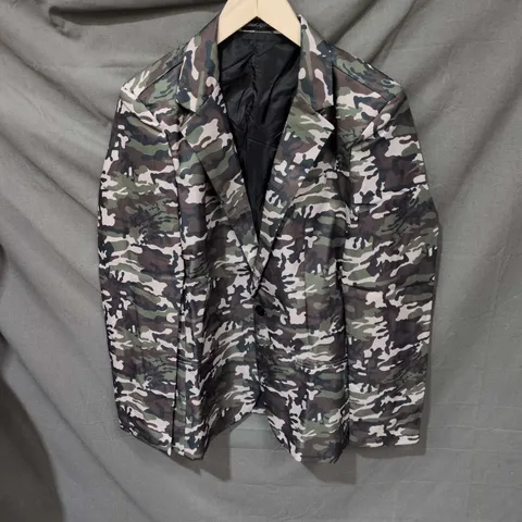 CAMOUFLAGE PRINT BLAZER JACKET, MEN'S, SIZE XL