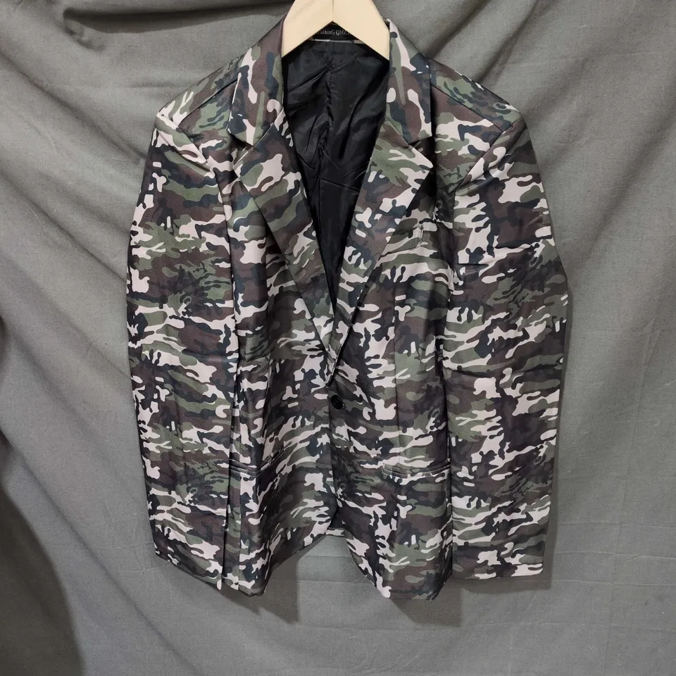CAMOUFLAGE PRINT BLAZER JACKET, MEN'S, SIZE XL