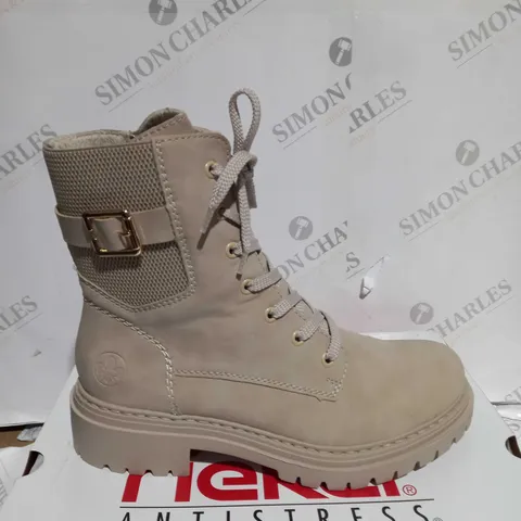 BOXED RIEKER LACE BOOTS, CREAM - SIZE 6.5