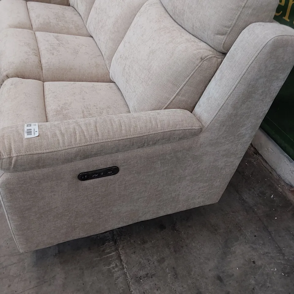 DESIGNER POWER RECLINING THREE SEATER SOFA NATURAL FABRIC 