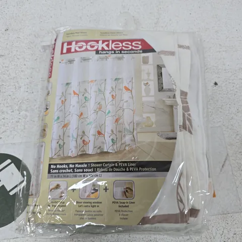 HOOKLESS SHOWER CURTAIN WITH PEVA LINER – 71IN W X 74IN L