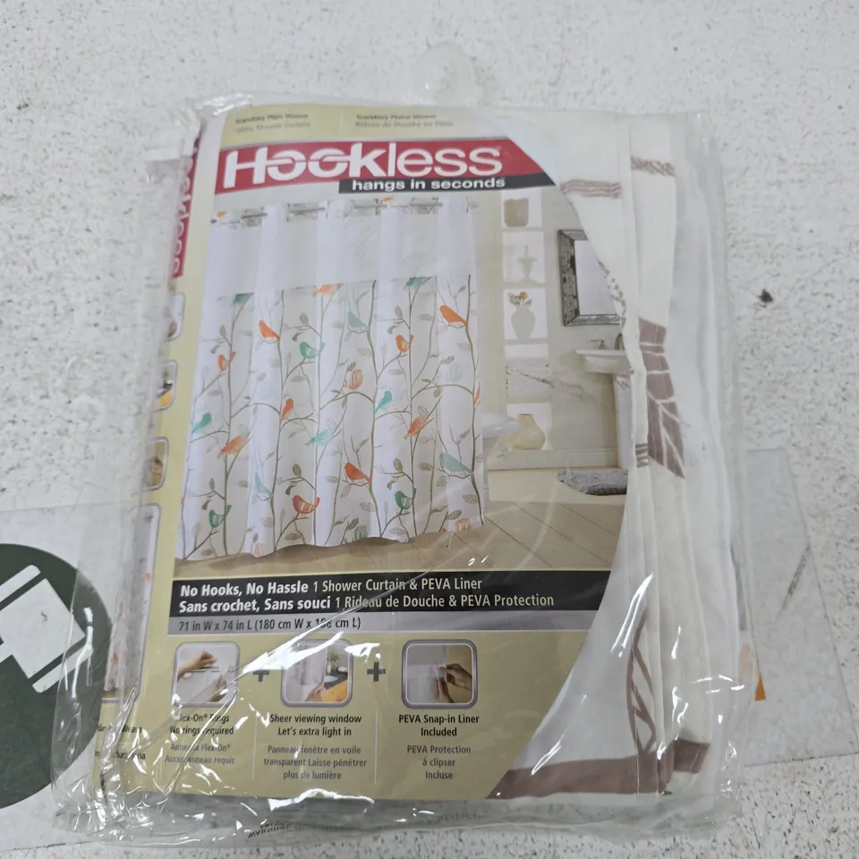 HOOKLESS SHOWER CURTAIN WITH PEVA LINER – 71IN W X 74IN L