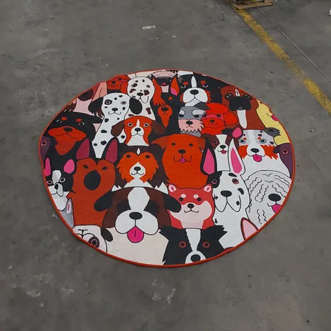 CHILAI HOME DOG THEMED ROUND 140cm BATHROOM MAT
