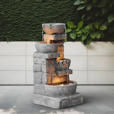 BOXED FOUNTAINS WEATHER RESISTANT FLOOR FOUNTAIN WITH LIGHT