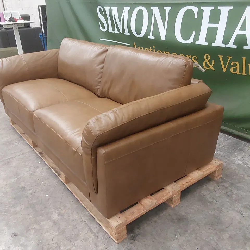 MORENA 3 SEATER STANDARD BACK LEATHER SOFA - TAN RRP £1249