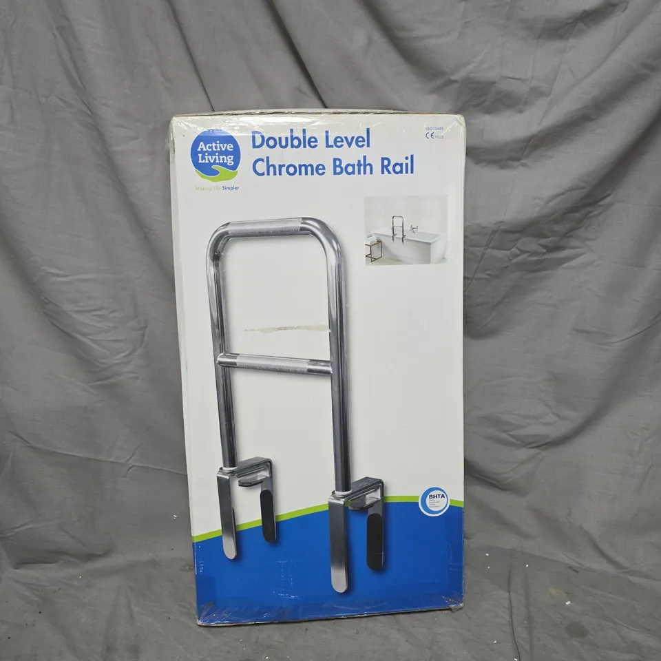 ACTIVE LIVING DOUBLE LEVEL CHROME BATH RAIL – BOXED