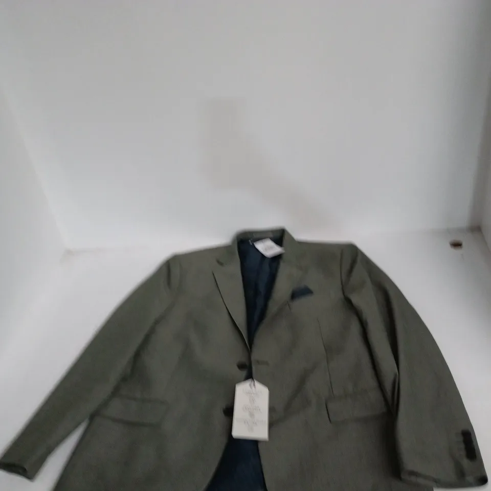 NEXT TAILORING MEN'S SUIT JACKET – UK 46R REGULAR FIT (EU 56), OLIVE/GREY