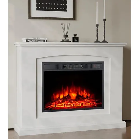 BOXED 100CM/39" ELECTRIC FIREPLACE SUITE, REALISTIC FLAME EFFECT