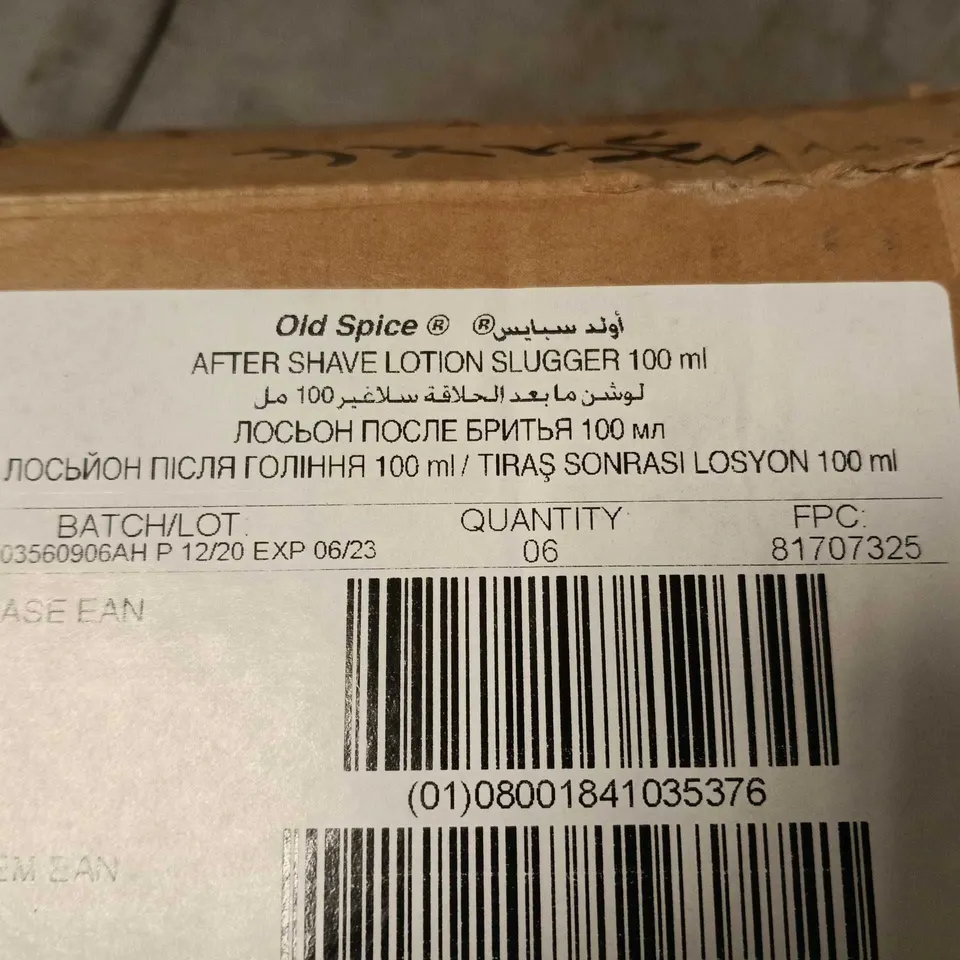 LOT OF 6 OLD SPICE SLUGGER 100ML AFTER SHAVE LOTIONS