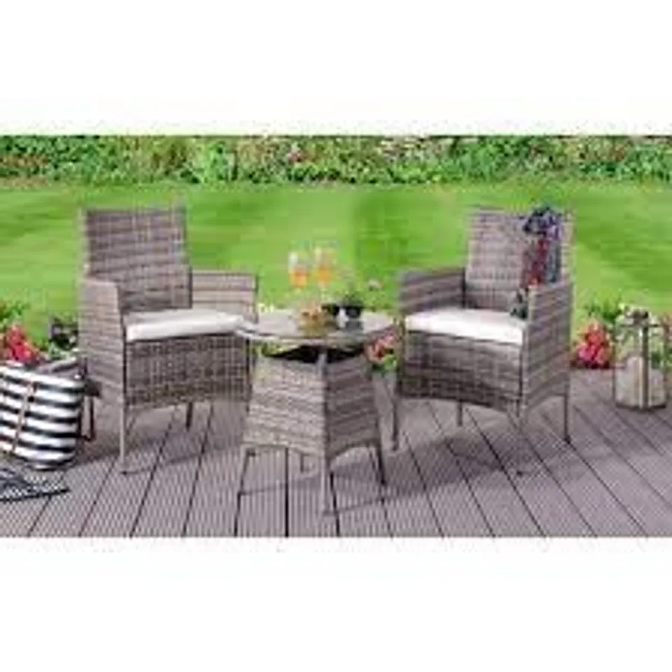 BOXED SARENAC ROUND 2-PERSON 53CM LONG ROUND COFFEE SET - GREY (1 BOX)