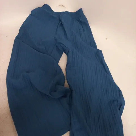 LA MAREY BLUE ELASTICATED PLEATED TROUSERS – UK SIZE L