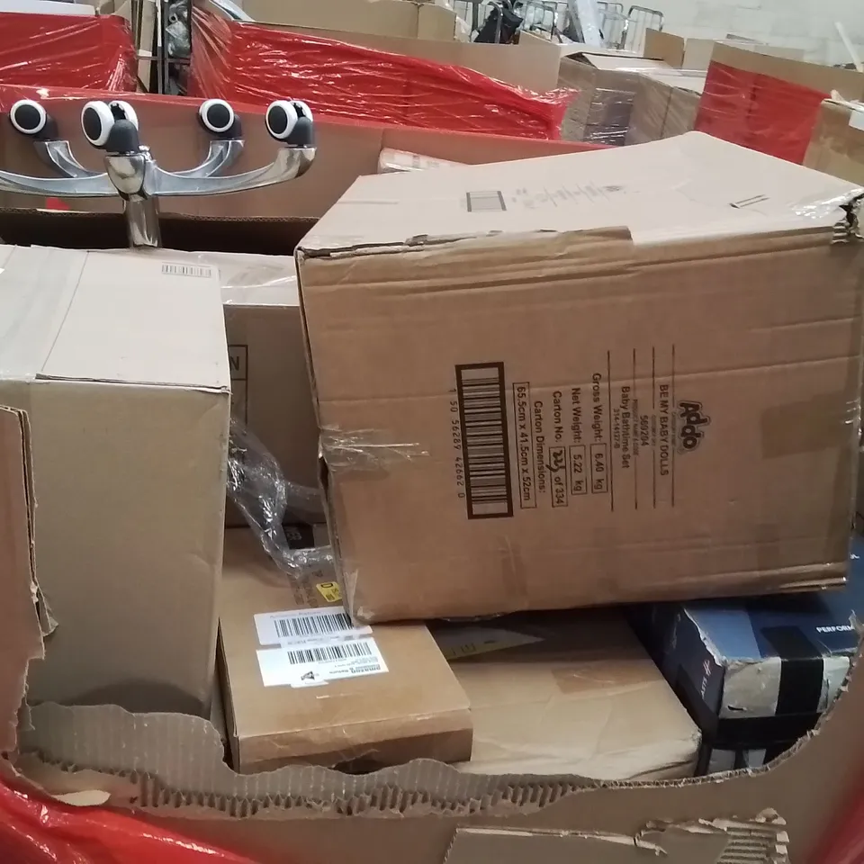 PALLET OF ASSORTED HOUSEHOLD GOODS AND PRODUCTS TO INCLUDE;CEILING LIGHT,VACUUM CLEANER,RESISTANCE BANDS