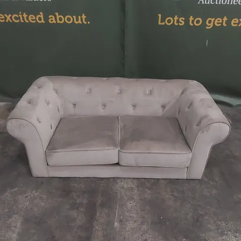 QUALITY DESIGNER 2 SEATER CHESTERFIELD FABRIC UPHOLSTERED SOFA