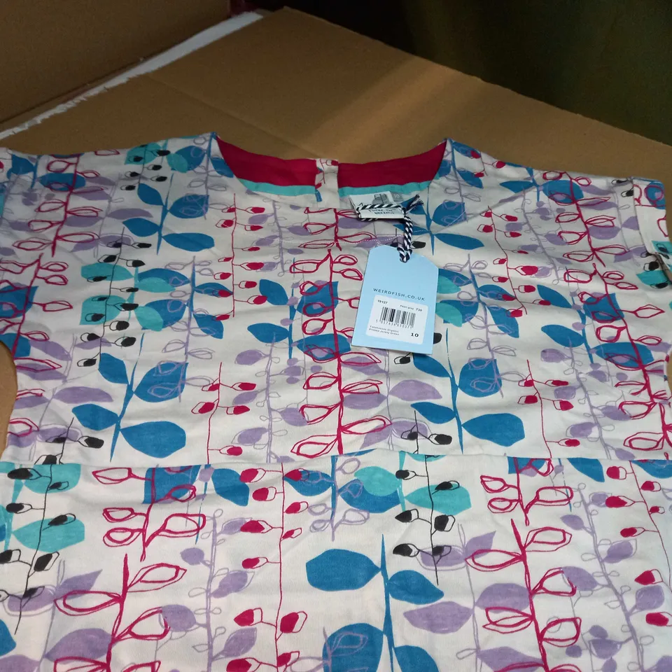 WIERDFISH ORGANIC PRINTED JERSEY DRESS - SIZE 10