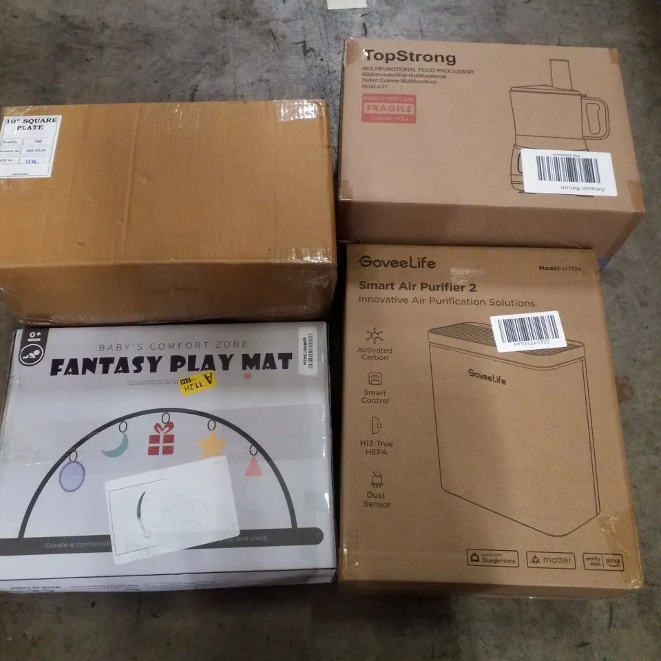 PALLET CONTAINING ASSORTED PRODUCTS INCLUDING BABYS PLAY MAT, SMART AIR PURIFIER, 10" SQUARE PLATE, MULTIFUNCTIONAL FOOD PROCESSOR