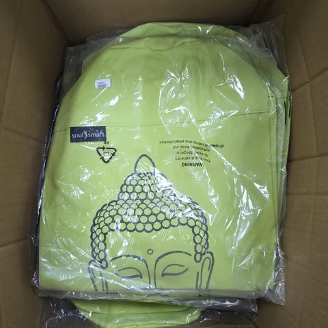 BOX OF APPROXIMATELY 20 SOULSMART BUDDHA PRINT LIME GREEN BAGS