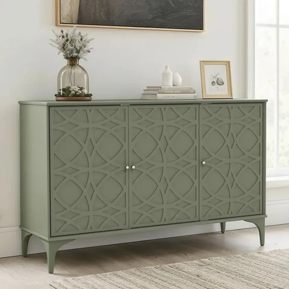 BOXED OMEGA 3 DOOR SIDEBOARD -KALE GREEN (1 BOX)