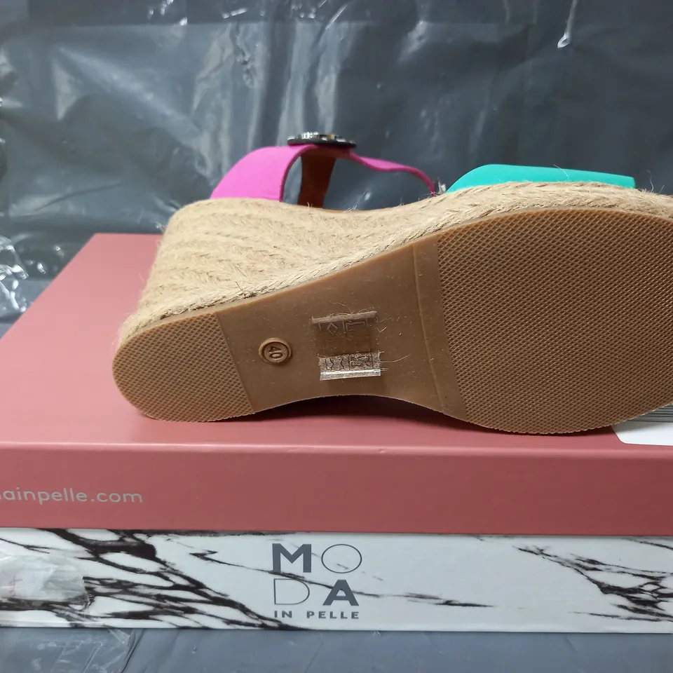 BOXED MODA IN PELLE PARRIS MULTI COLOUR METALLIC LEATHER OPEN TOE HIGH HEELS - SIZE 7