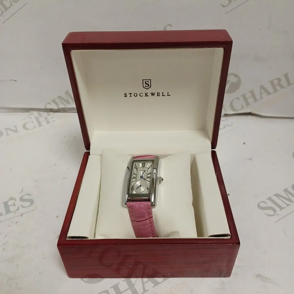 LADIES STOCKWELL WATCH – TEXTURED DIAL WITH SUB DIAL MINUTE HAND – PINK LEATHER STRAP 