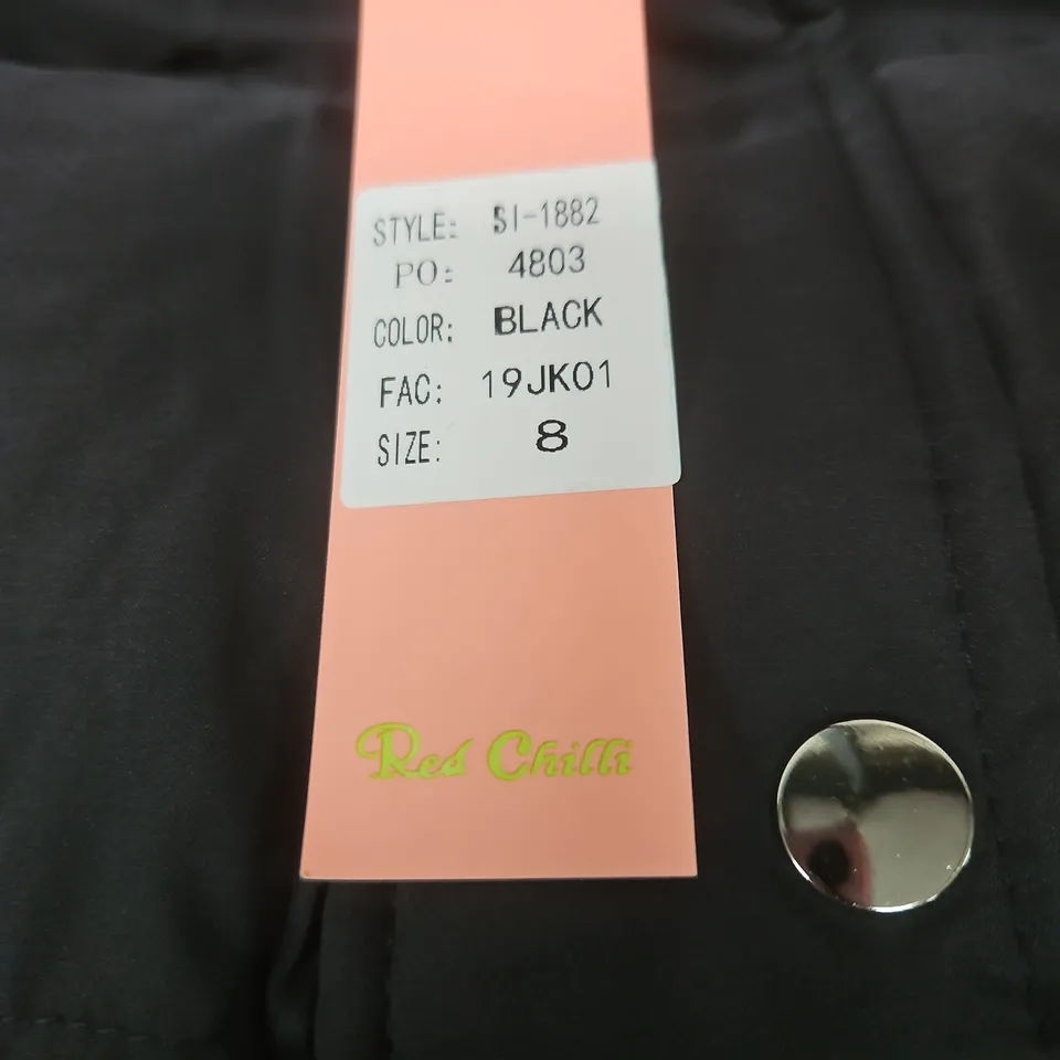 RED CHILI WOMEN'S BLACK PUFFER COAT – UK 8