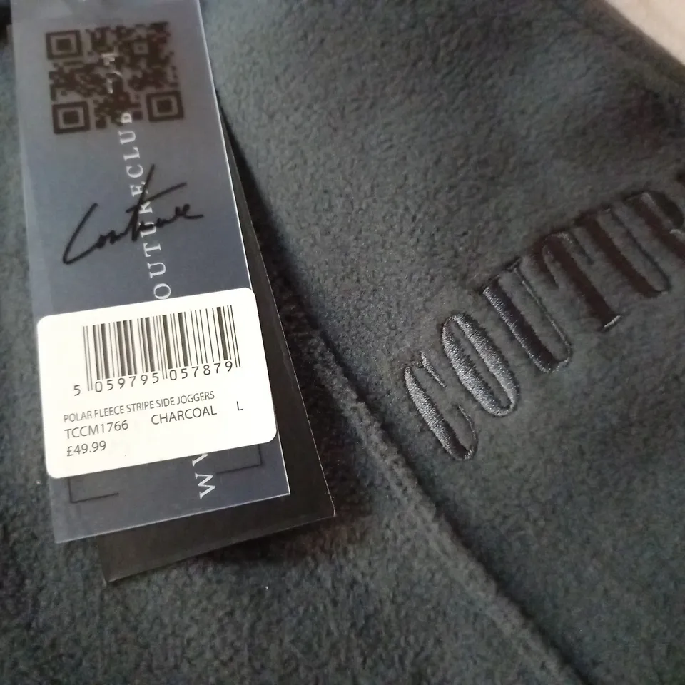 THE COUTURE CLUB POLAR FLEECE STRIPE SIDE JOGGERS - L