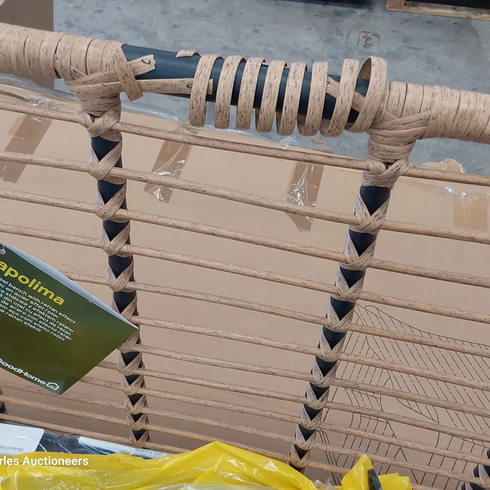 APOLIMA STEEL BENCH WITH RATTAN EFFECT & SEAT CUSHION