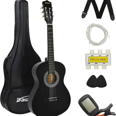 BOXED DAWOO 3/4 SIZE 36 INCH CLASSIC ACOUSTIC GUITAR - BLACK