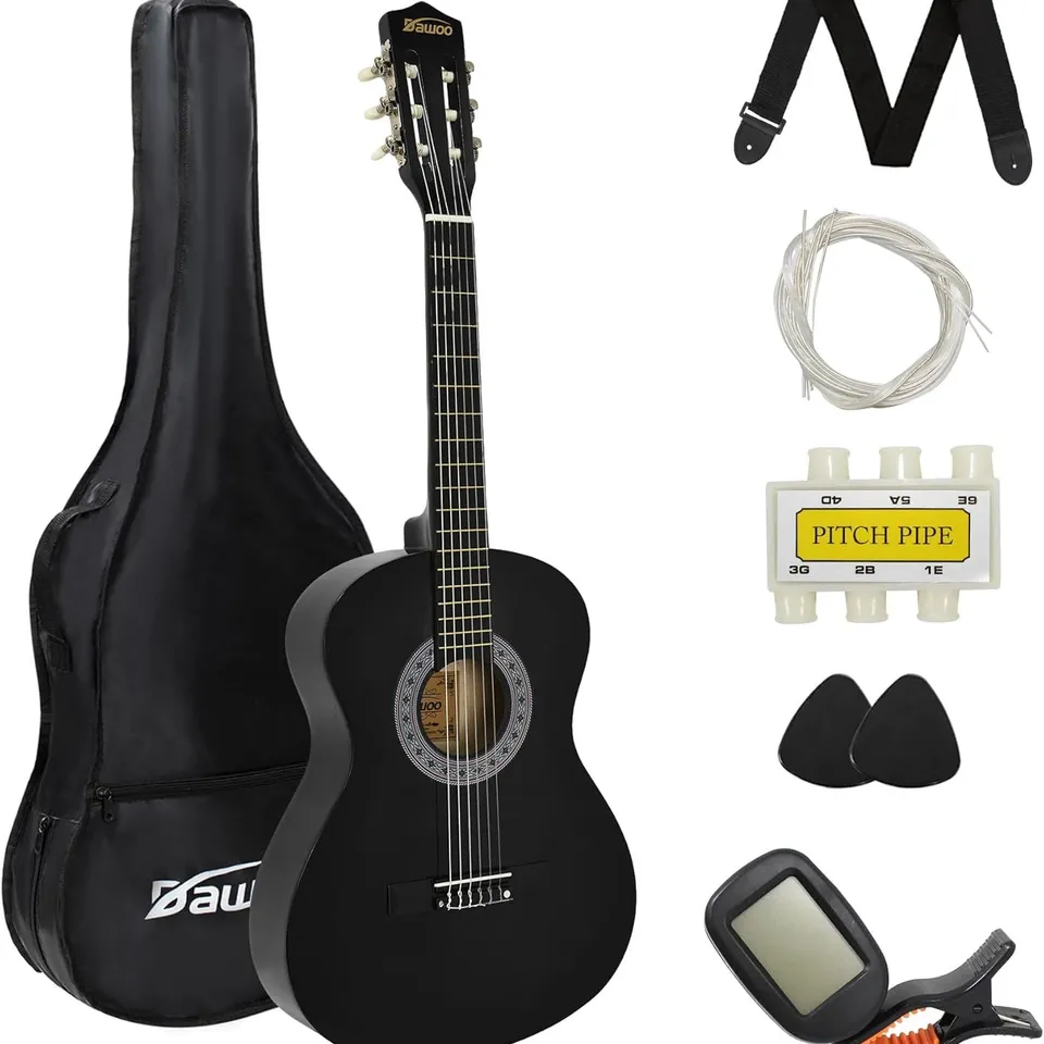 BOXED DAWOO 3/4 SIZE 36 INCH CLASSIC ACOUSTIC GUITAR - BLACK