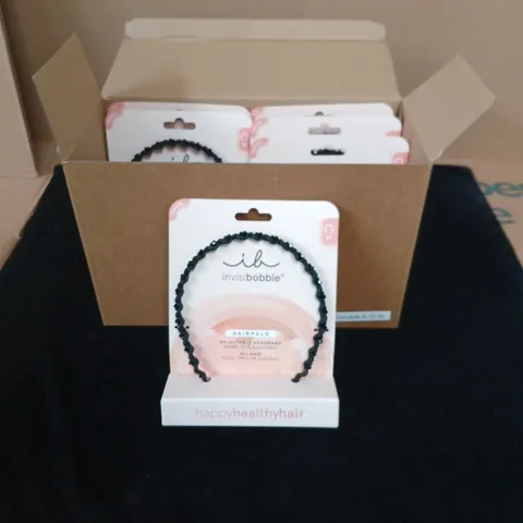 BOX OF 6 INVISIBOBBLE HAIRHALO ADJUSTABLE HEADBAND – BLACK, ALL HAIR TYPES