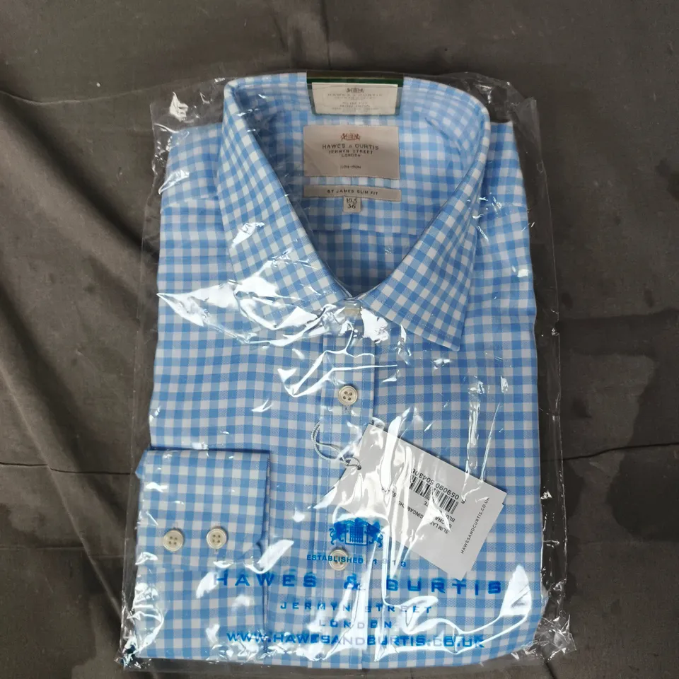 HAWES & CURTIS ST JAME SLIM FIT CHECK SHIRT IN BLUE/WHITE SIZE 16.52/36CM