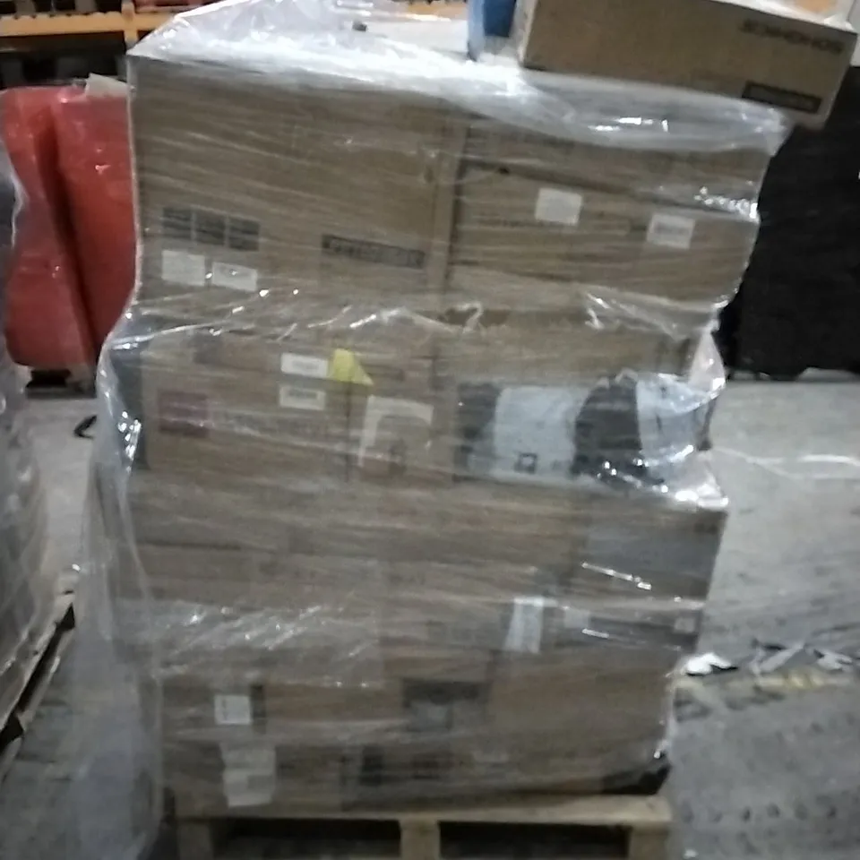 PALLET OF HOUSEHOLD ITEMS TO INCLUDE COAT RACK,  FABRIC WARDROBE, CAT LITTER BOX, PET CAGE AND OTHER ASSORTED ITEMS...