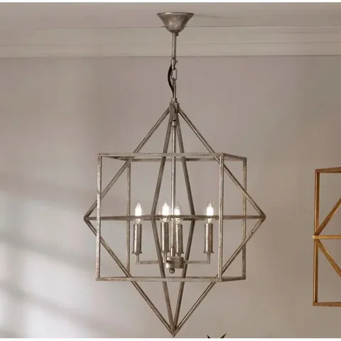 BOXED PACIFIC RIEY 4 LIGHT GEOMETRIC CHANDELIER 