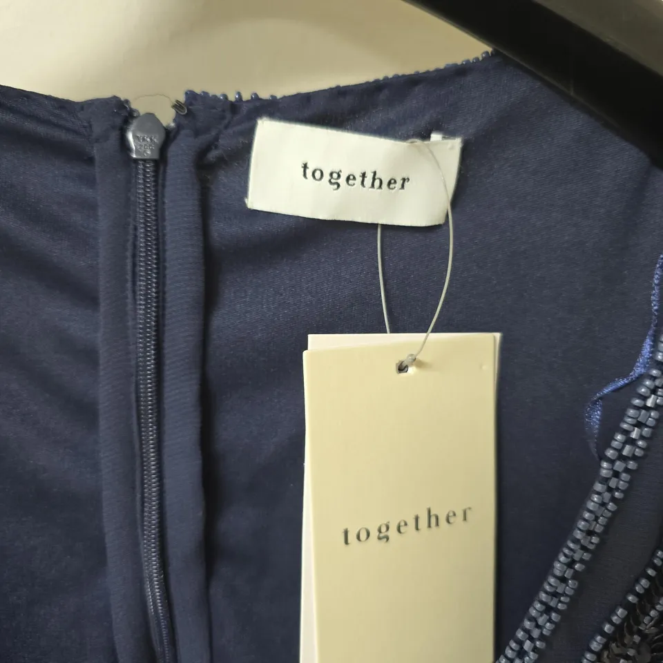 TOGETHER NAVY BEADED MAXI DRES IN NAVY - UK 16