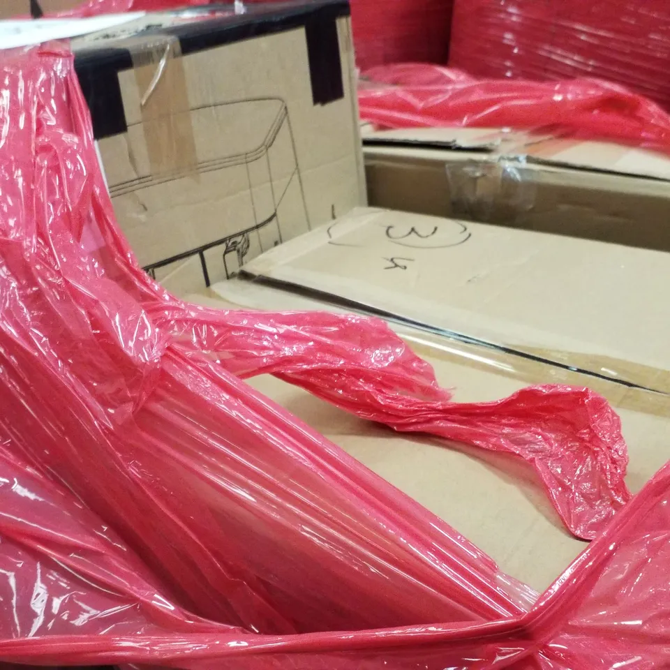 PALLET CONTAINING ASSORTED PRODUCTS INCLUDING DUAL ZONE AIR FRYER, WHITE LED TV & LUMBAR SUPPORT CHAIR 