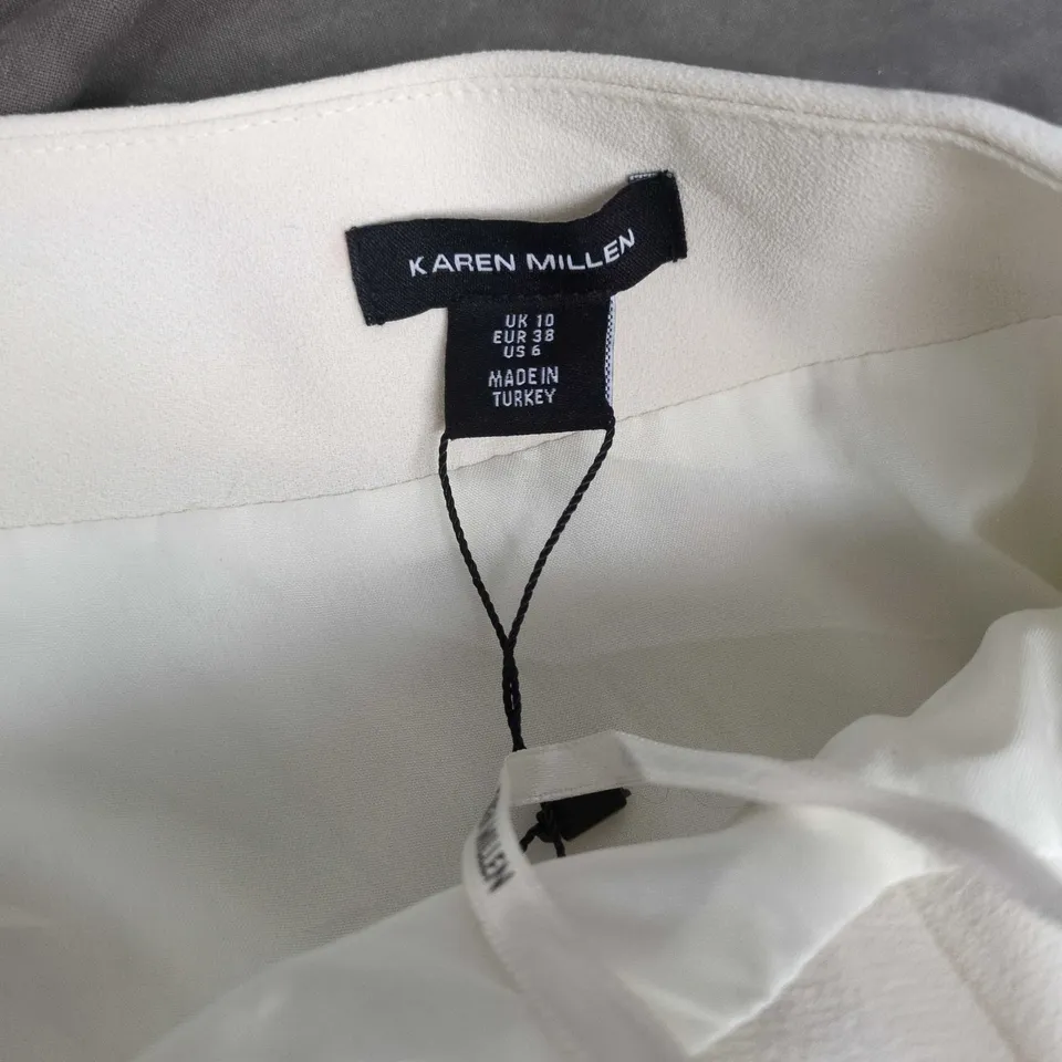 KAREN MILLEN WHITE PLEATED MIDI SKIRT – UK 10 