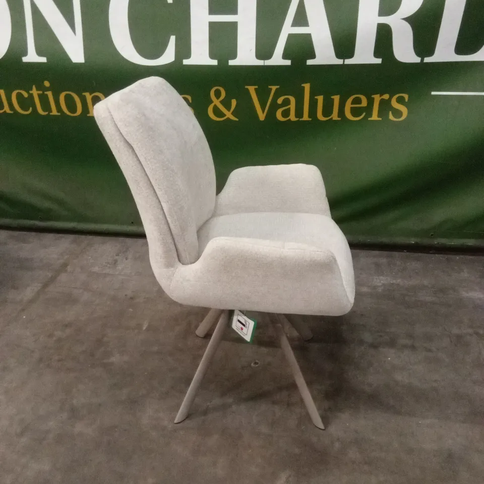 DESIGNER FABRIC UPHOLSTERED SWIVEL DINING CHAIR