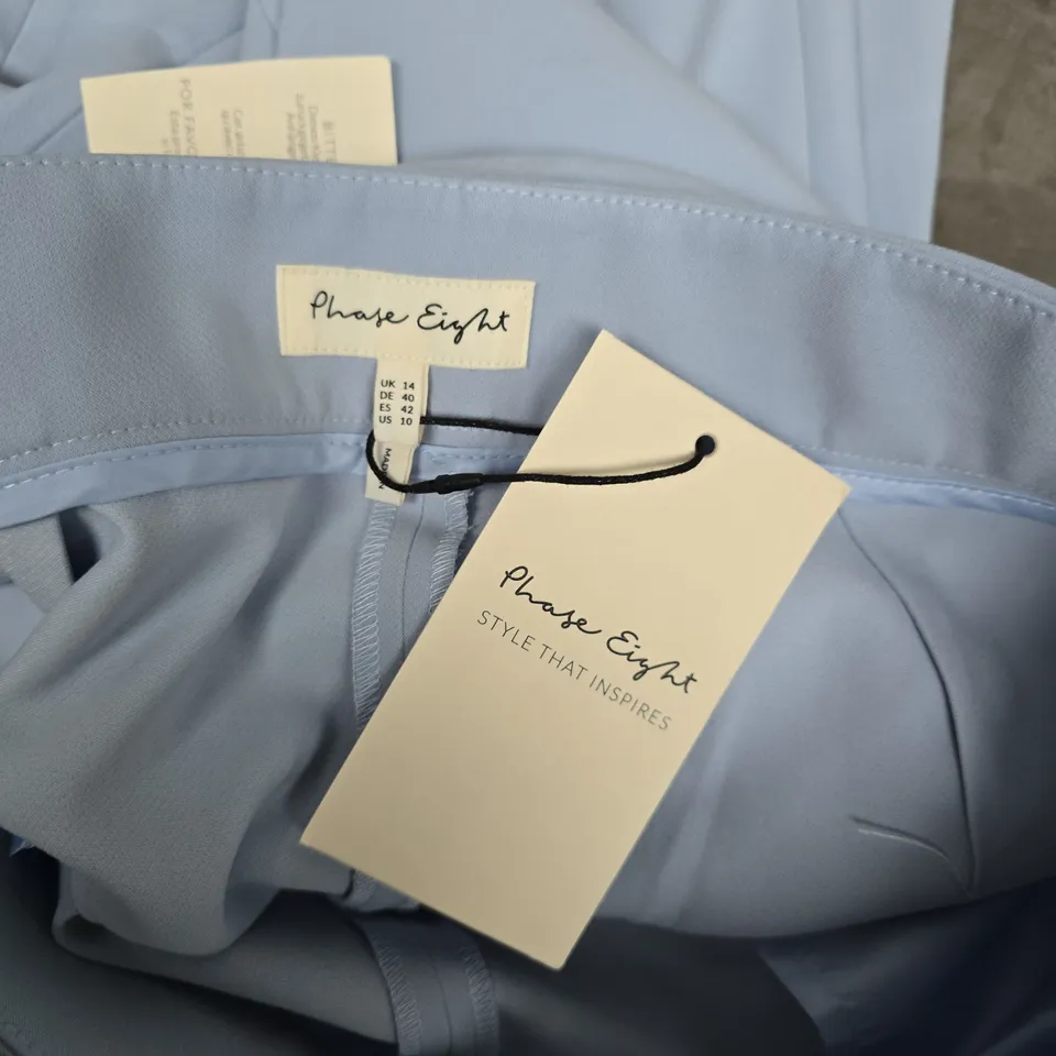 PHASE EIGHT ALEXIS PLEAT WAISTBAND TROUSERS IN BLUE - SIZE 14