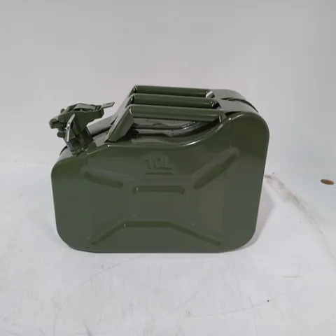 10L GREEN METAL LIQUID CONTAINER WITH LOCKABLE SPOUT